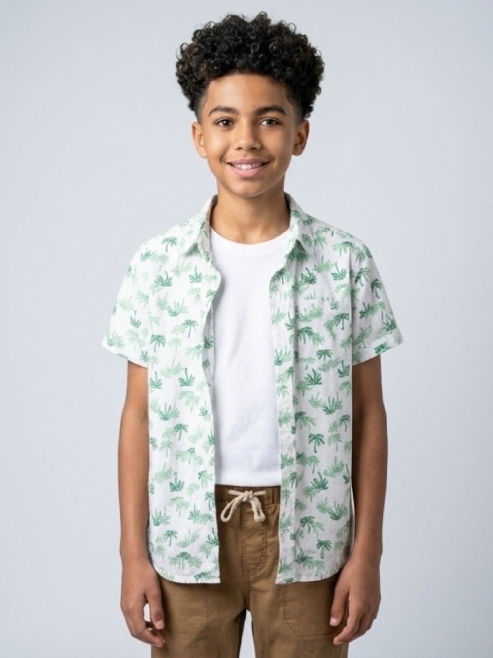 Janie and Jack Green and White Button Down Shirt